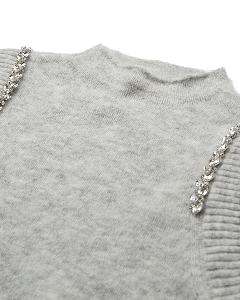 CMIBRA – GESTRICKTE WESTE MIT HOCHSCHLUSS IN GRAU