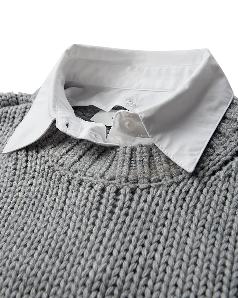 CMYASMIN – GROB GESTRICKT PULLOVER IN GRAU