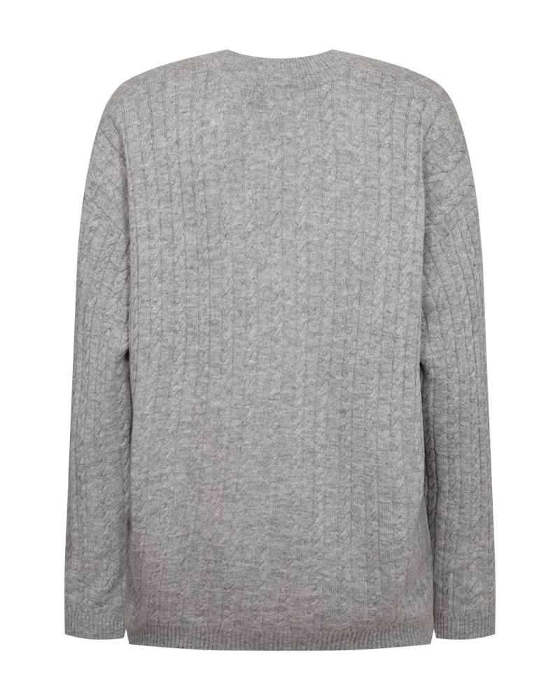 CMCASHA – KABELSTRICK-PULLOVER MIT GESTICKTEM LOGO-DETAIL IN GRAU
