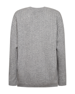 CMCASHA – KABELSTRICK-PULLOVER MIT GESTICKTEM LOGO-DETAIL IN GRAU