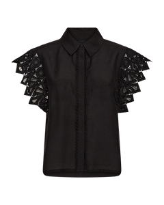 CMMOLLY – HEMD MIT CUT-AND-SEW-SPITZE IN SCHWARZ