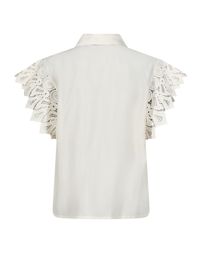 CMMOLLY – HEMD MIT CUT-AND-SEW-SPITZE IN WOLLWEISS