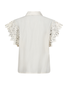 CMMOLLY – HEMD MIT CUT-AND-SEW-SPITZE IN WOLLWEISS