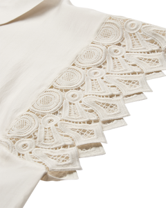 CMMOLLY – HEMD MIT CUT-AND-SEW-SPITZE IN WOLLWEISS