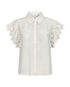CMMOLLY – HEMD MIT CUT-AND-SEW-SPITZE IN WOLLWEISS