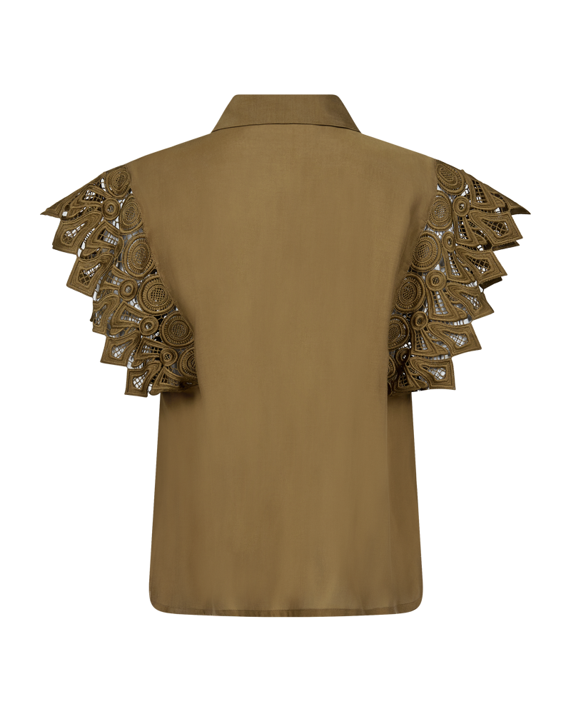 CMMOLLY – HEMD MIT CUT-AND-SEW-SPITZE IN KHAKIGRÜN