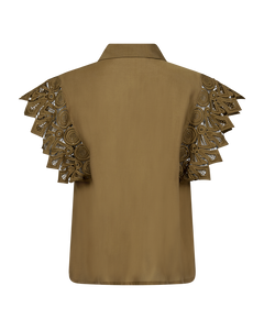CMMOLLY – HEMD MIT CUT-AND-SEW-SPITZE IN KHAKIGRÜN