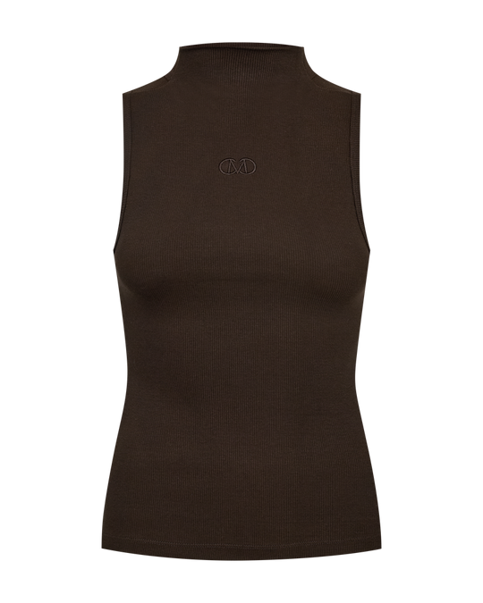 CMSIV – TOP MIT GESTICKTEM LOGO-DETAIL IN BRAUN