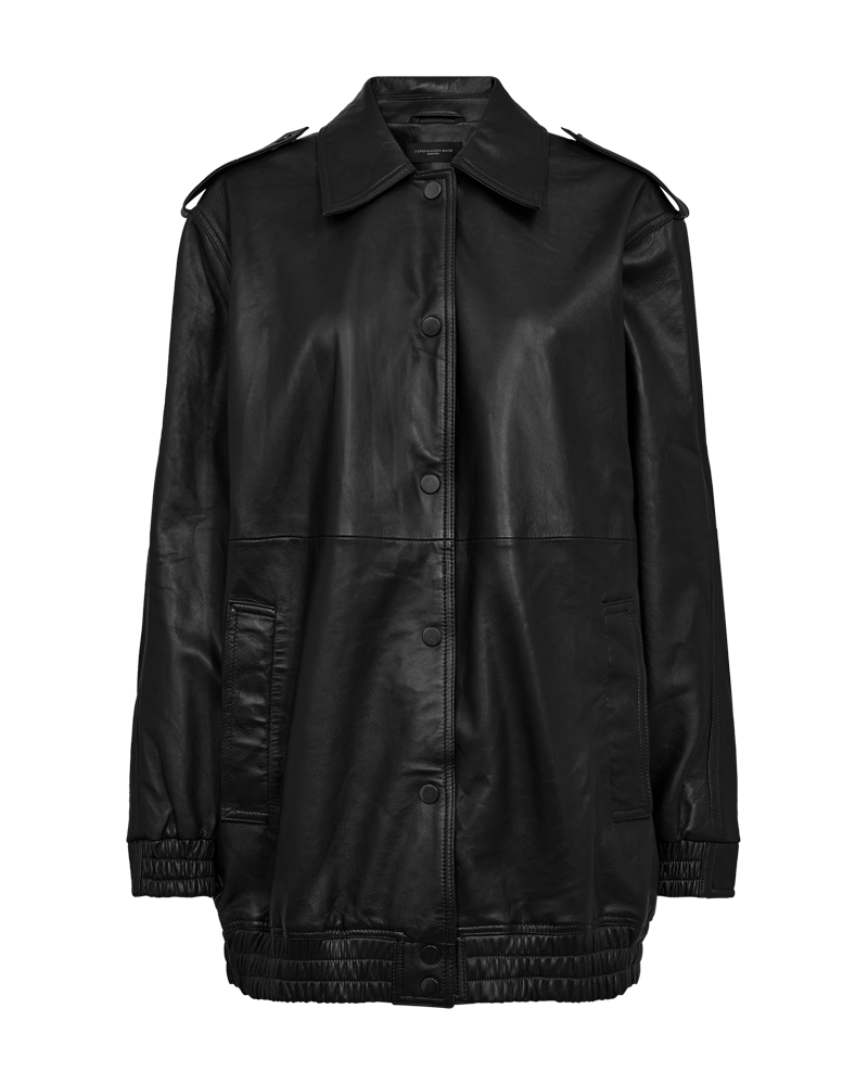 CMROYAL – ÜBERGRÖSSE LEDERJACKE IN SCHWARZ