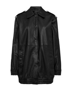 CMROYAL – ÜBERGRÖSSE LEDERJACKE IN SCHWARZ