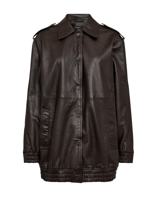 CMROYAL – ÜBERGRÖSSE LEDERJACKE IN BRAUN