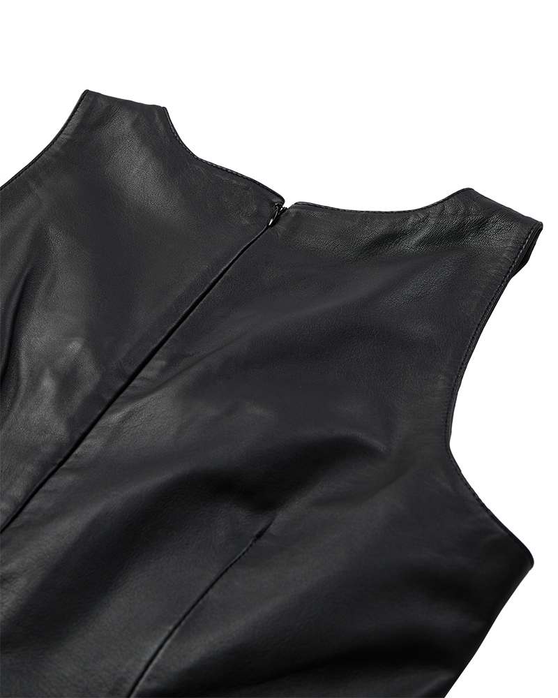CMBARON - LEDERKLEID IN SCHWARZ