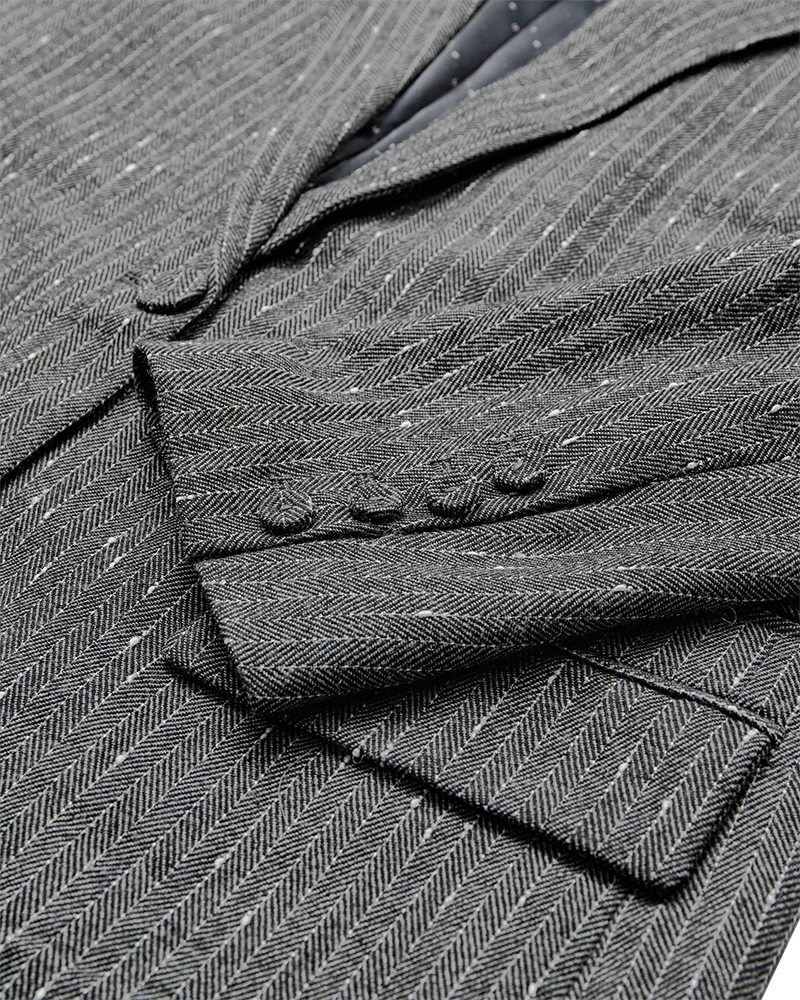CMTRINA – BLAZER MIT HERINGSBARTMUSTER UND NADELSTREIFEN IN GRAU