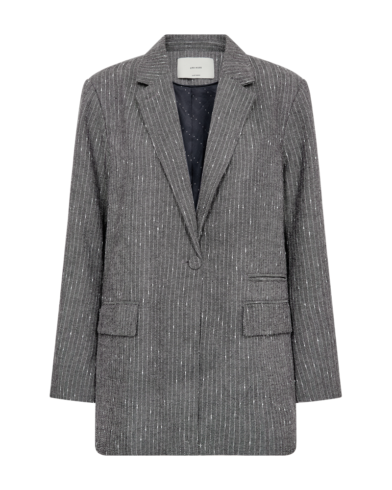 CMTRINA – BLAZER MIT HERINGSBARTMUSTER UND NADELSTREIFEN IN GRAU