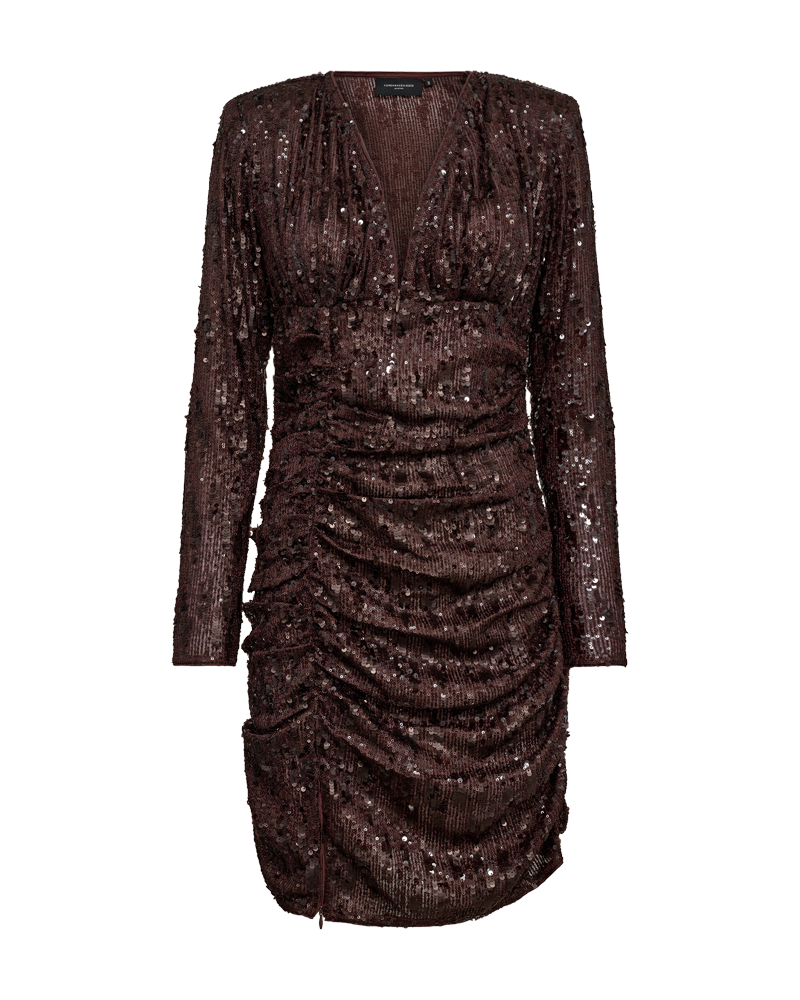 CMSEQUINCE – KLEID MIT PAILLETTEN IN BRAUN