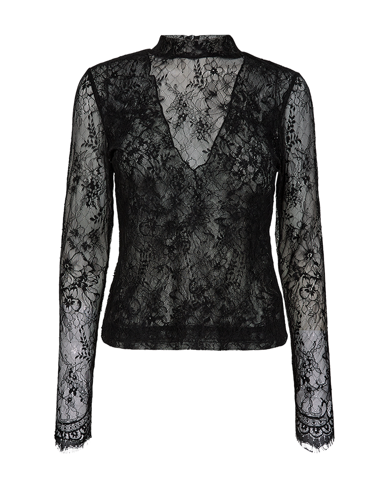 CMLEA - BLUSE MIT SPITZE IN SCHWARZ