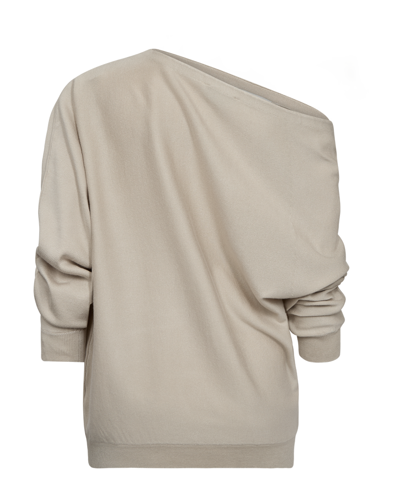 CMVERAN – OFF-SHOULDER PULLOVER IN BEIGE