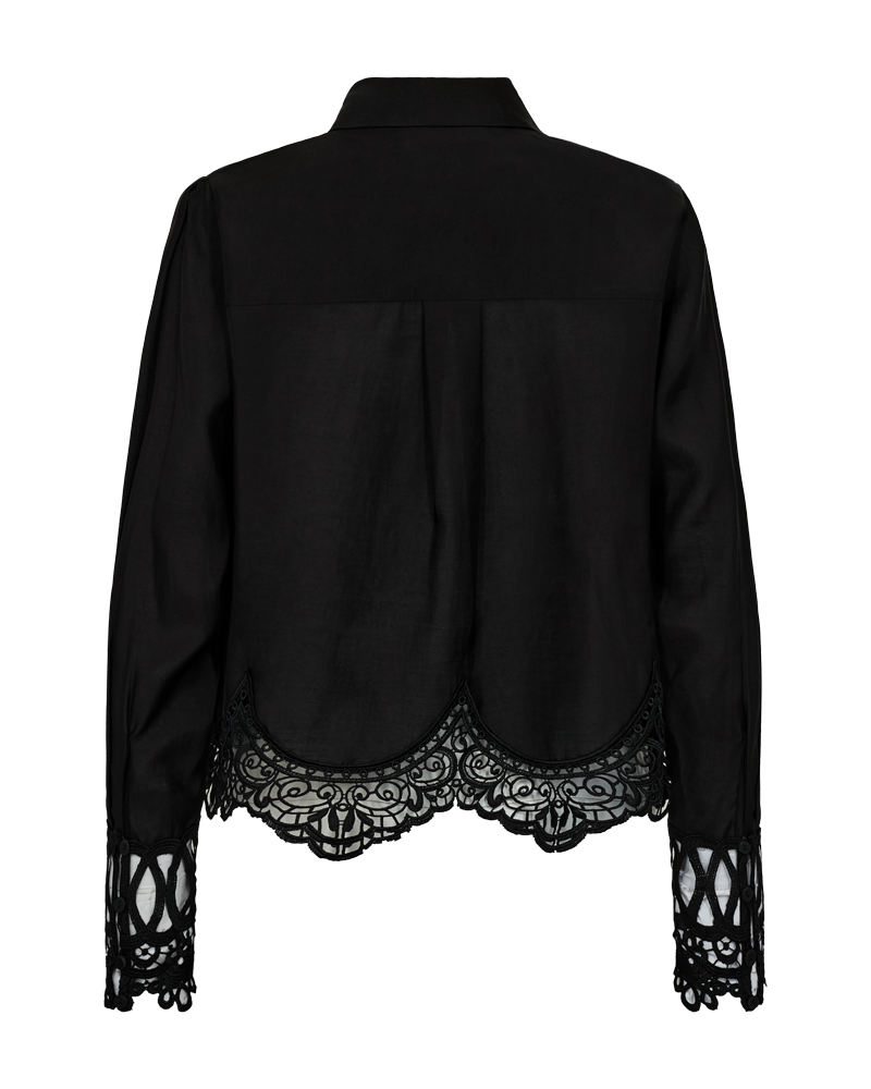 CMMOLLY - SHIRT MIT SPITZENBESATZ IN SCHWARZ