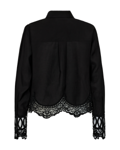 CMMOLLY - SHIRT MIT SPITZENBESATZ IN SCHWARZ