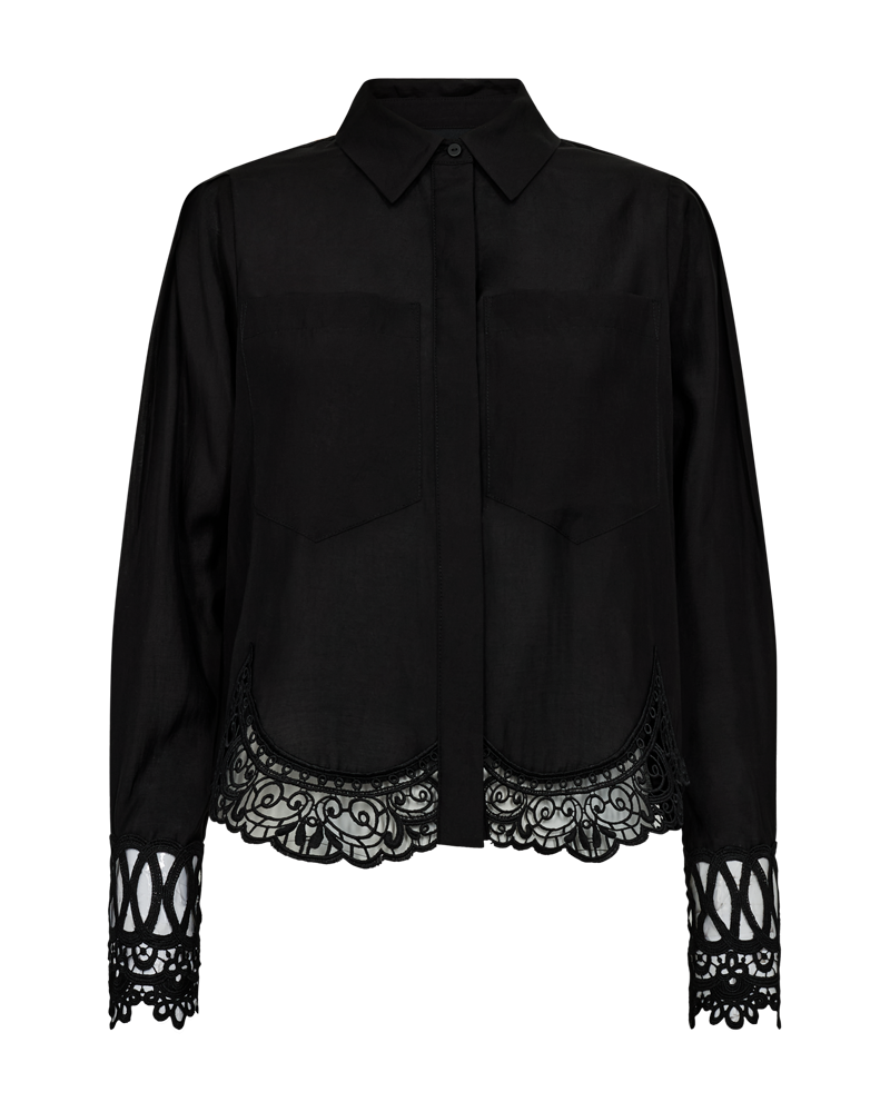 CMMOLLY - SHIRT MIT SPITZENBESATZ IN SCHWARZ