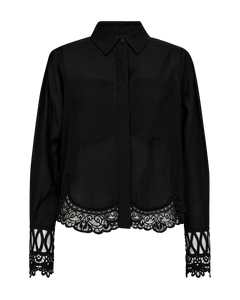 CMMOLLY - SHIRT MIT SPITZENBESATZ IN SCHWARZ