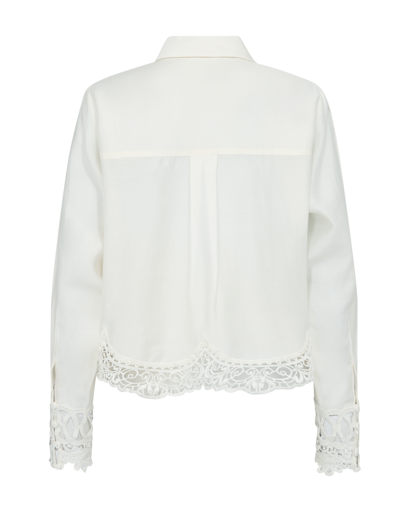 CMMOLLY - SHIRT MIT SPITZENBESATZ IN WOLLWEISS