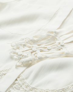 CMMOLLY - SHIRT MIT SPITZENBESATZ IN WOLLWEISS