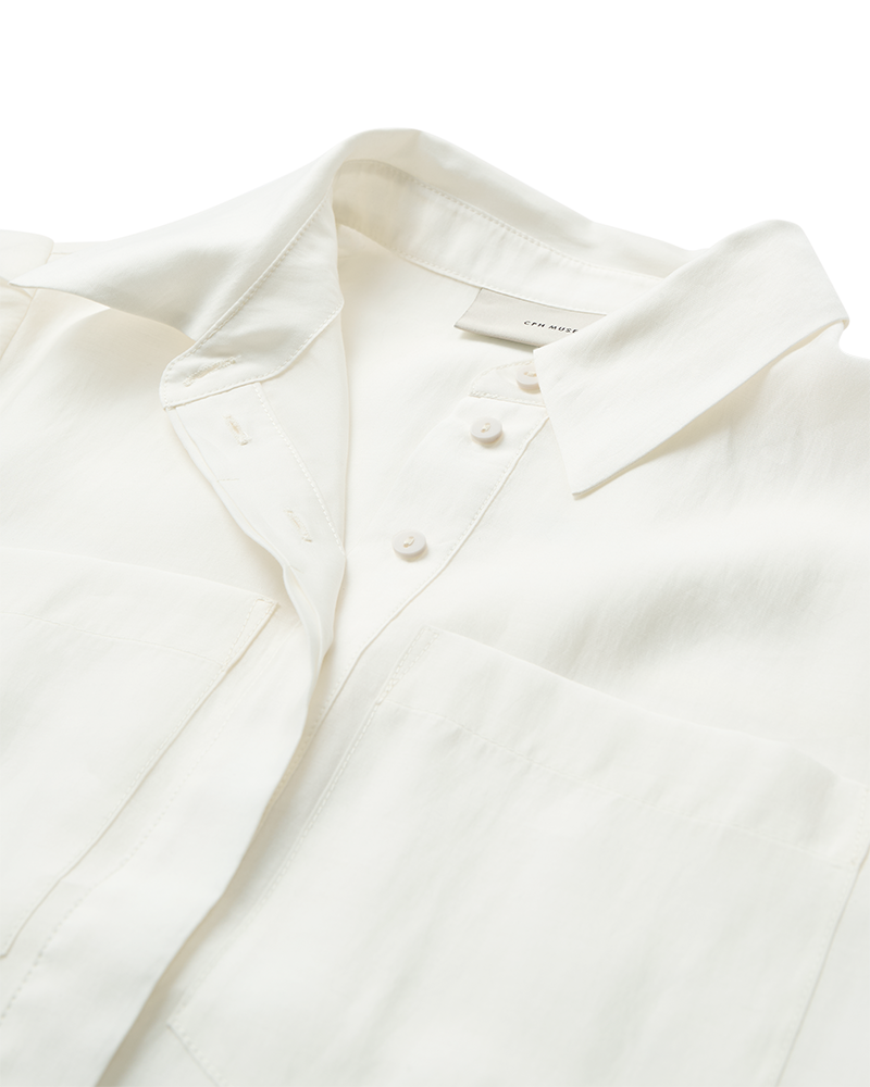 CMMOLLY - SHIRT MIT SPITZENBESATZ IN WOLLWEISS