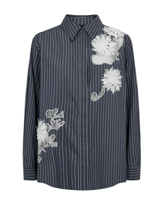 CMSHIR - GESTREIFTES HEMD MIT BLUMEN IN GRAU