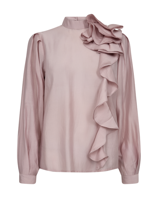 CMMOLLY - BLUSE MIT RÜSCHEN IN VIOLETT