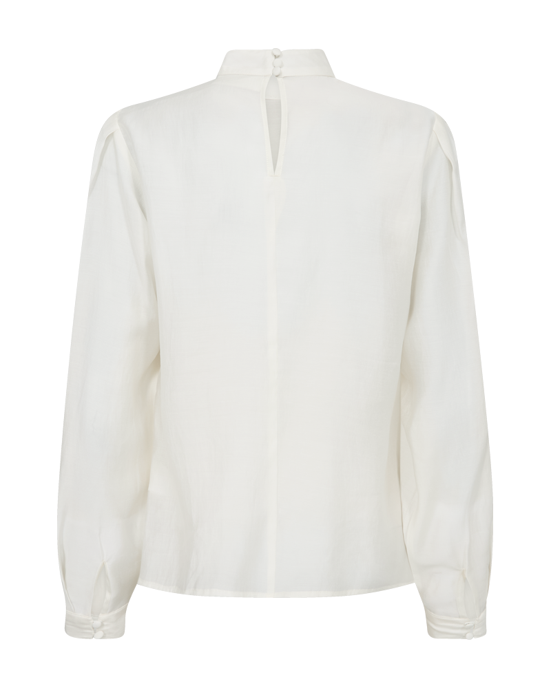CMMOLLY – BLUSE MIT VOLANTEN IN WOLLWEISS