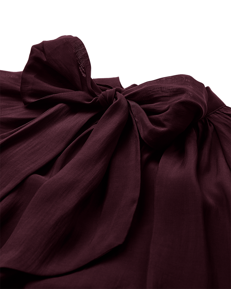 CMTILLY – BLUSE MIT SCHLEIFENDETAIL IN ROT