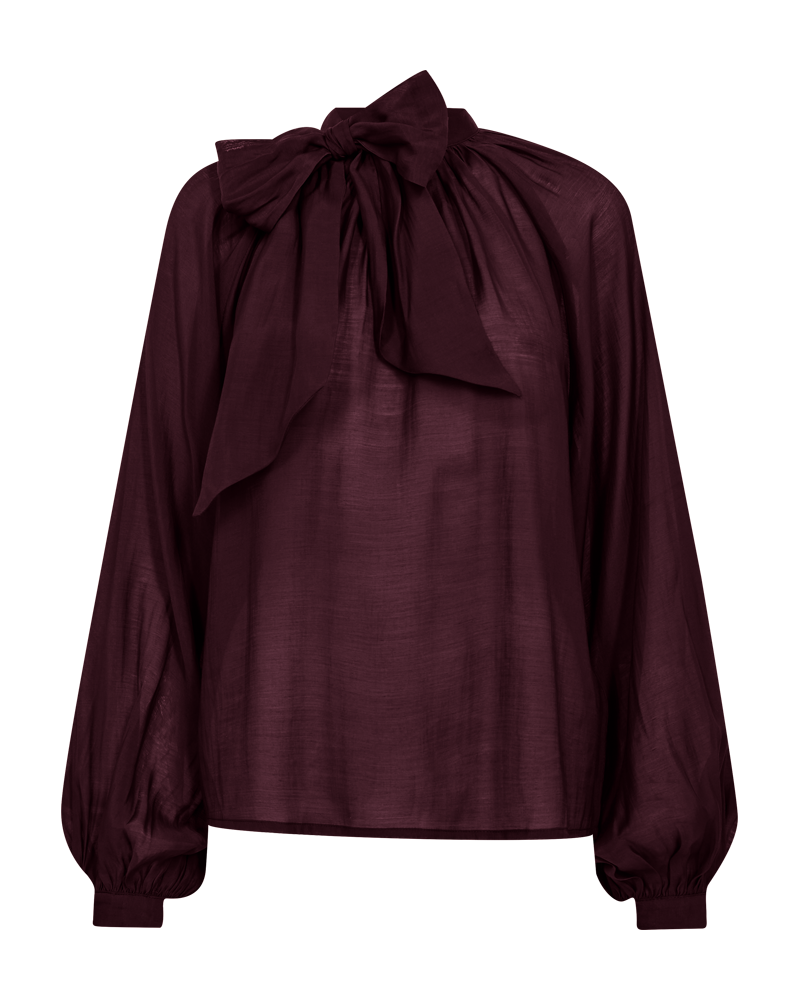 CMTILLY – BLUSE MIT SCHLEIFENDETAIL IN ROT