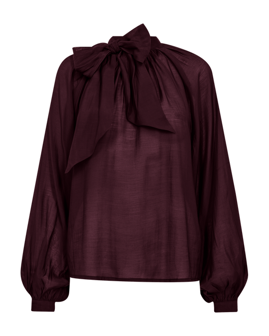 CMTILLY – BLUSE MIT SCHLEIFENDETAIL IN ROT