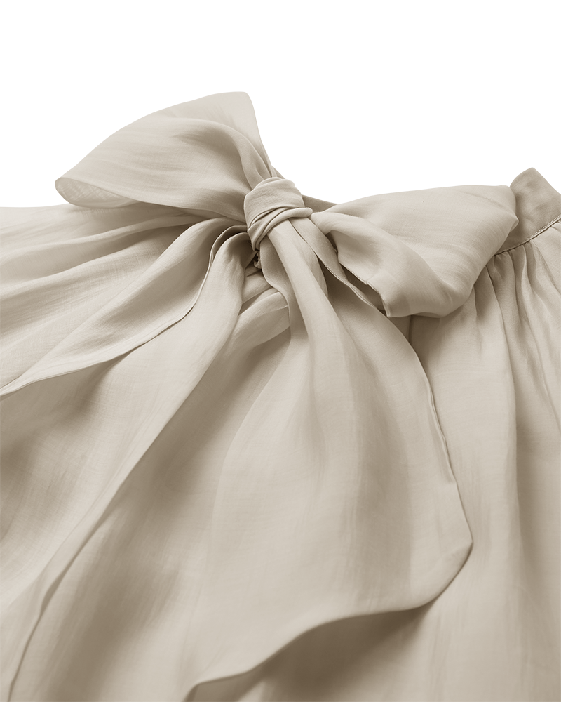 CMTILLY – BLUSE MIT SCHLEIFENDETAIL IN BEIGE