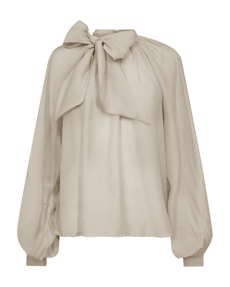 CMTILLY – BLUSE MIT SCHLEIFENDETAIL IN BEIGE