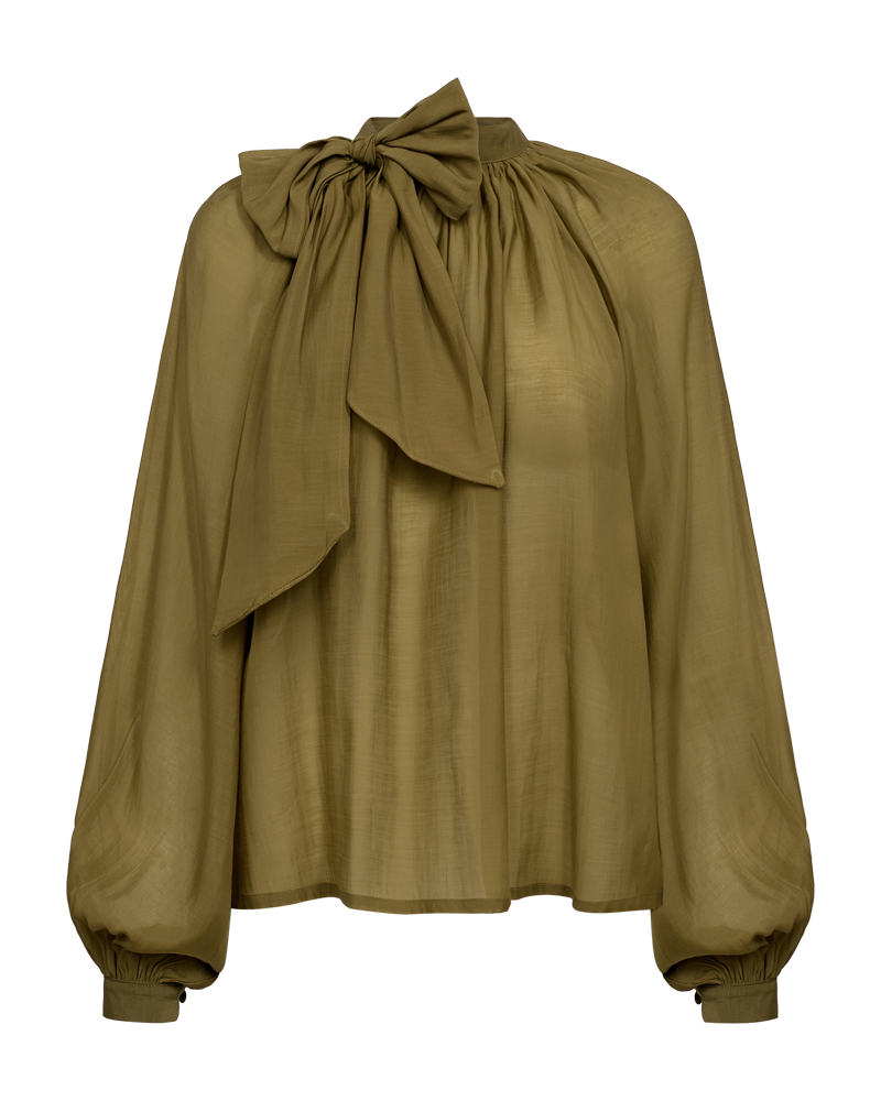 CMTILLY – BLUSE MIT SCHLEIFENDETAIL IN GRÜN