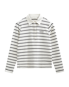 CMMUSE – POLOSHIRT MIT STREIFEN IN WOLLWEISS UND SCHWARZ