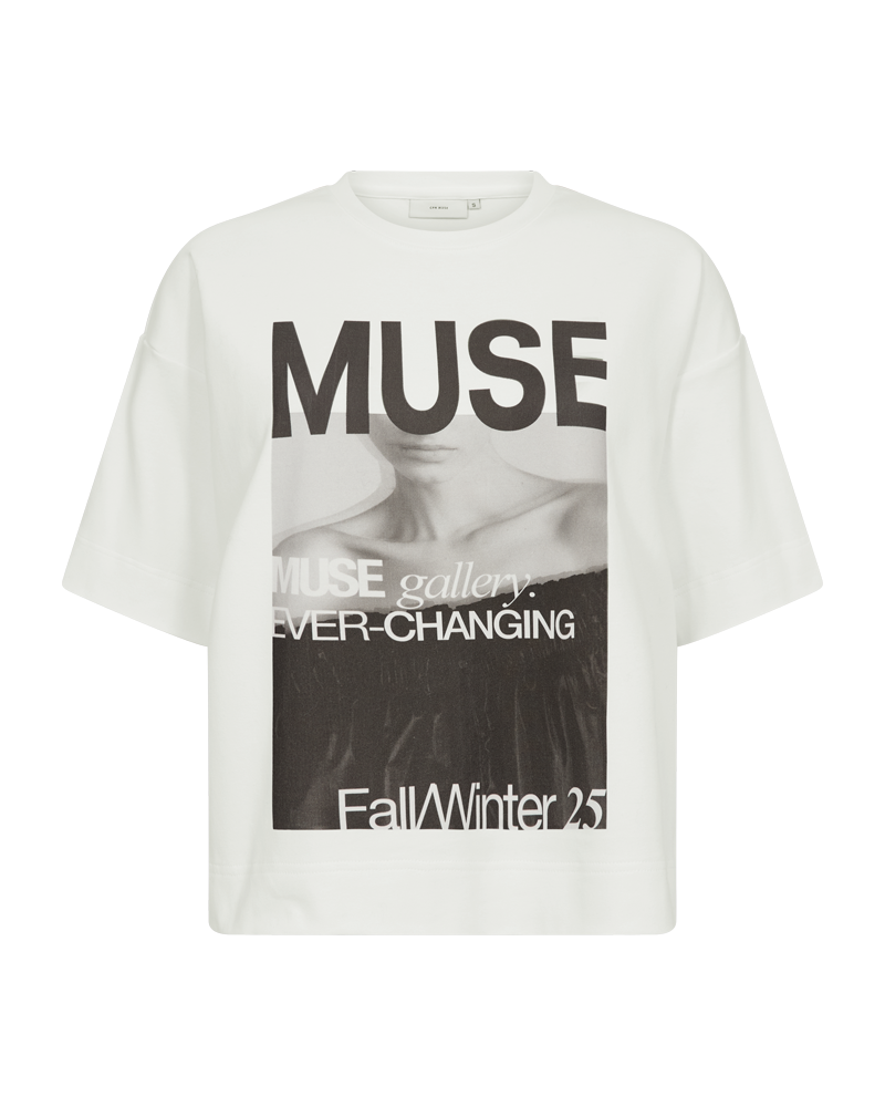 CMMUSE - OVERSIZED T-SHIRT MIT PRINT IN WOLLWEISS