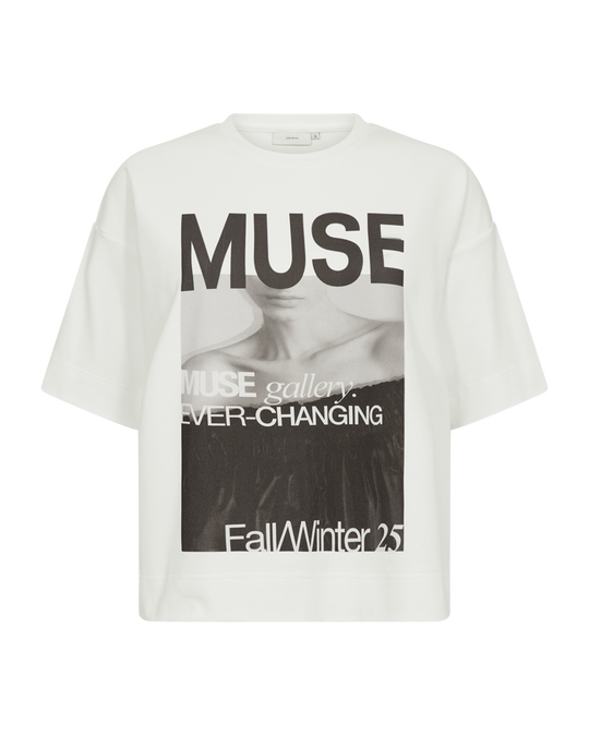 CMMUSE - OVERSIZED T-SHIRT MIT PRINT IN WOLLWEISS