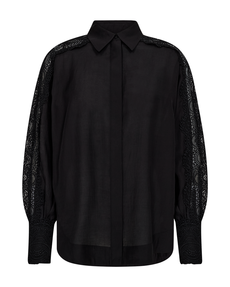CMMOLLY – HEMD MIT CUT-AND-SEW-SPITZE IN SCHWARZ