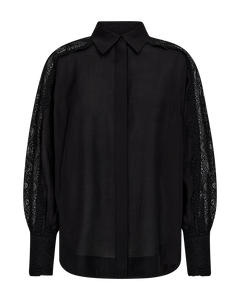 CMMOLLY – HEMD MIT CUT-AND-SEW-SPITZE IN SCHWARZ