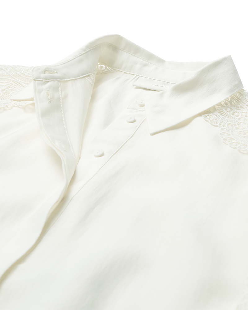 CMMOLLY – HEMD MIT CUT-AND-SEW-SPITZE IN WOLLWEISS