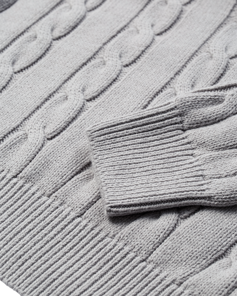 CMKOTOM – ZOPFSTRICKPULLOVER IN GRAU
