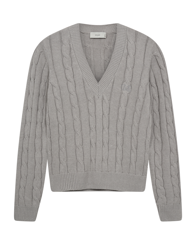 CMKOTOM – ZOPFSTRICKPULLOVER IN GRAU