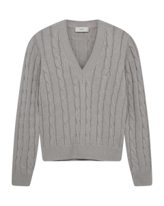 CMKOTOM – ZOPFSTRICKPULLOVER IN GRAU