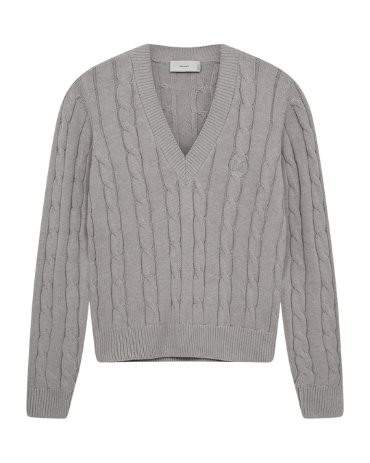 CMKOTOM – ZOPFSTRICKPULLOVER IN GRAU