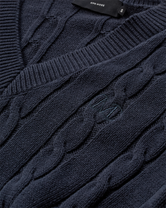 CMKOTOM – ZOPFSTRICKPULLOVER IN BLAU