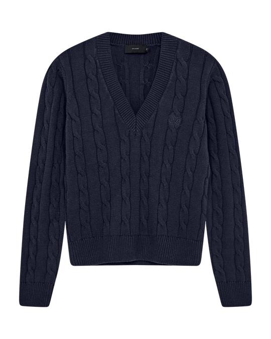 CMKOTOM – ZOPFSTRICKPULLOVER IN BLAU