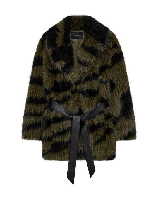 CMPLUSHY – KUNSTFELLJACKE IN DUNKELGRÜN UND SCHWARZ